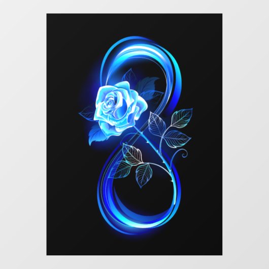 Glowing infinity with blue rose raamsticker (Vel)