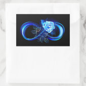 Glowing infinity with blue rose rechthoekige sticker (Tas)