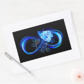 Glowing infinity with blue rose rechthoekige sticker (Envelop)