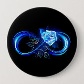 Glowing infinity with blue rose ronde button 4,0 cm (Voorkant)