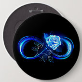 Glowing infinity with blue rose ronde button 6,0 cm (Voorkant /achterkant)