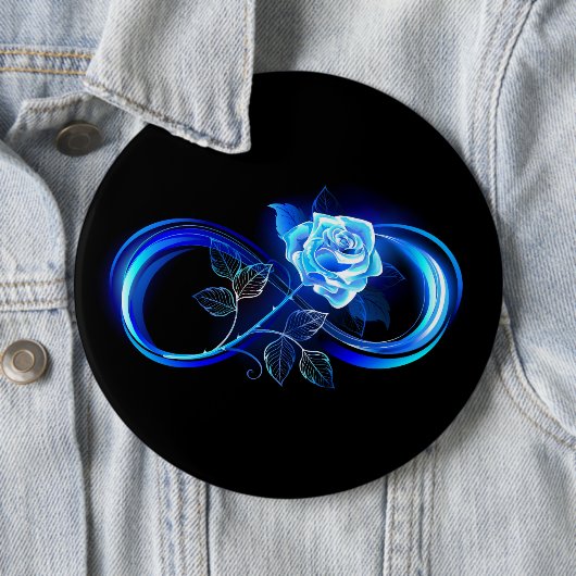 Glowing infinity with blue rose ronde button 6,0 cm (In situ)