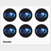 Glowing infinity with blue rose ronde sticker (Vel)
