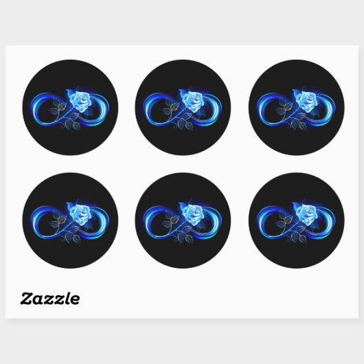 Glowing infinity with blue rose ronde sticker (Vel)