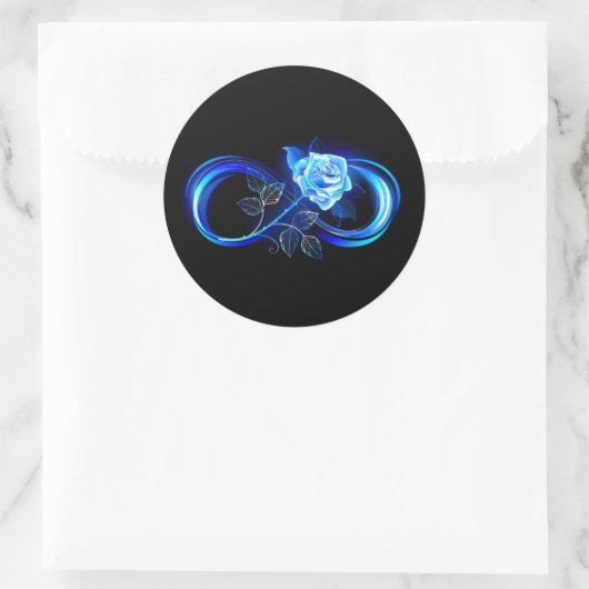 Glowing infinity with blue rose ronde sticker (Tas)