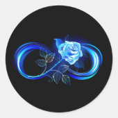 Glowing infinity with blue rose ronde sticker (Voorkant)