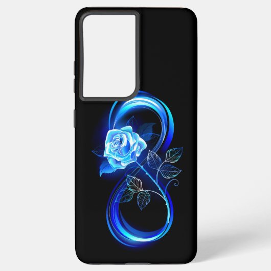 Glowing infinity with blue rose samsung galaxy hoesje (Achterkant)