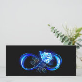 Glowing infinity with blue rose save the date (Staand voorkant)