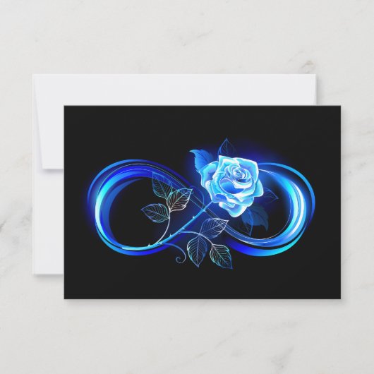 Glowing infinity with blue rose save the date (Voorkant)