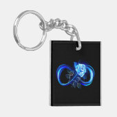 Glowing infinity with blue rose sleutelhanger (Voorkant Links)