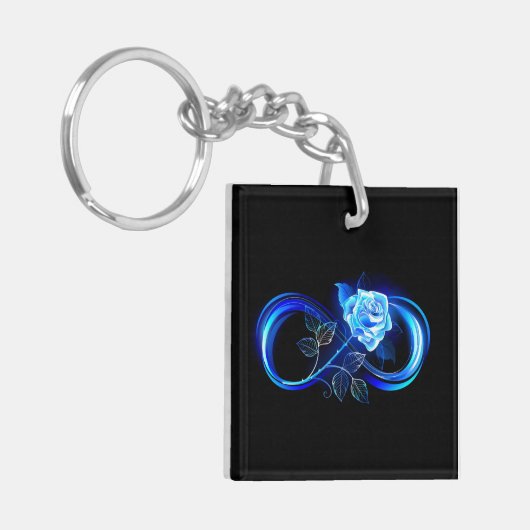 Glowing infinity with blue rose sleutelhanger (Voorkant Links)