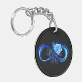 Glowing infinity with blue rose sleutelhanger (Voorkant Links)