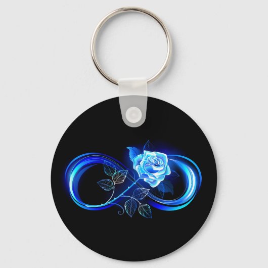 Glowing infinity with blue rose sleutelhanger (Achterkant)