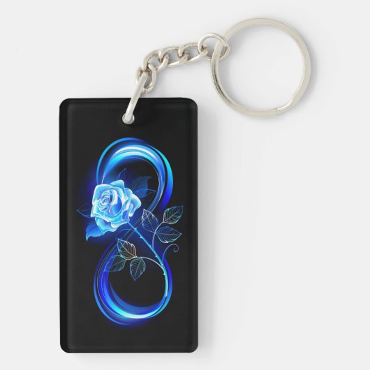 Glowing infinity with blue rose sleutelhanger (achterkant)