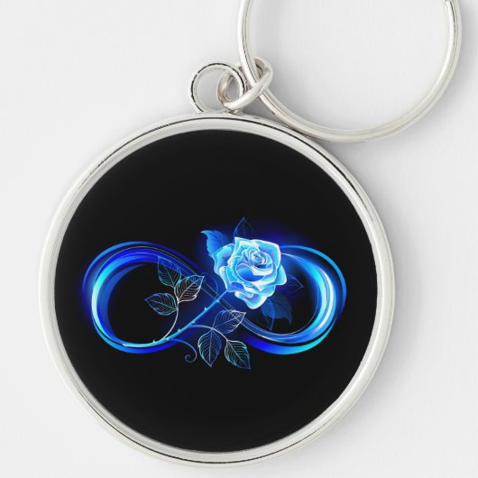 Glowing infinity with blue rose sleutelhanger (Voorkant)