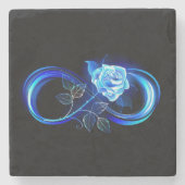 Glowing infinity with blue rose stenen onderzetter (Voorkant)