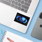 Glowing infinity with blue rose sticker (Laptop met iPhone)