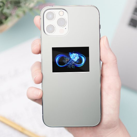 Glowing infinity with blue rose sticker (Telefoon)