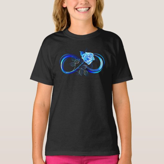 Glowing infinity with blue rose t-shirt (Voorkant)