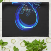 Glowing infinity with blue rose theedoek (Gevouwen)