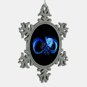 Glowing infinity with blue rose tin sneeuwvlok ornament (Links)