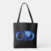 Glowing infinity with blue rose tote bag (Achterkant)