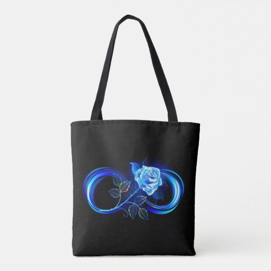 Glowing infinity with blue rose tote bag (Achterkant)