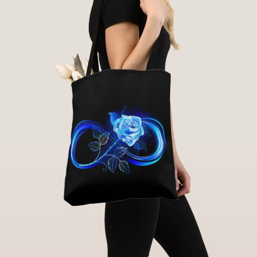 Glowing infinity with blue rose tote bag (Dichtbij)
