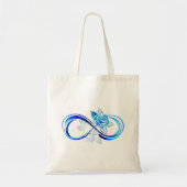 Glowing infinity with blue rose tote bag (Voorkant)