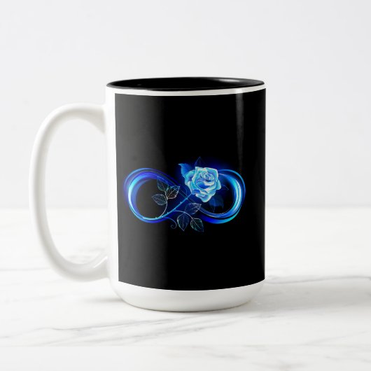 Glowing infinity with blue rose tweekleurige koffiemok (Links)
