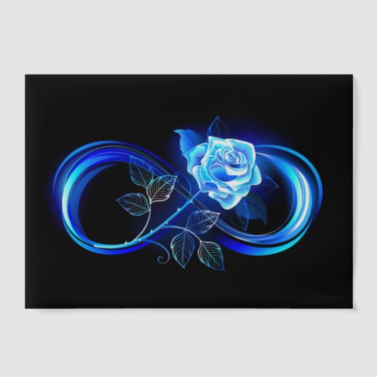 Glowing infinity with blue rose vellum uitnodigingen (Voorkant)