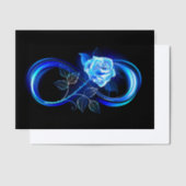 Glowing infinity with blue rose vellum uitnodigingen (Offset)