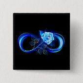 Glowing infinity with blue rose vierkante button 5,1 cm (Voorkant)