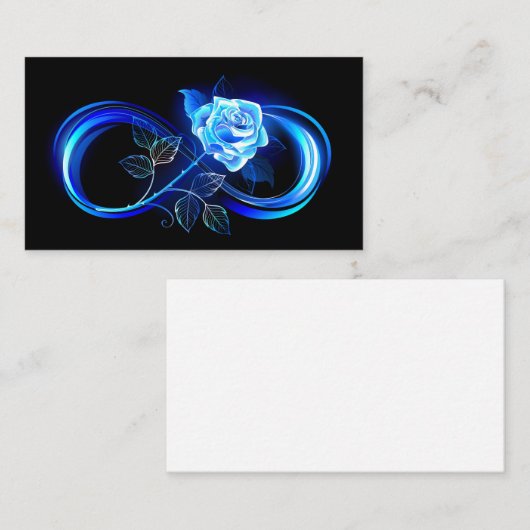 Glowing infinity with blue rose visitekaartje (Voorkant / Achterkant)