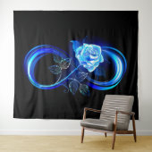 Glowing infinity with blue rose wandkleed (In Situ (horizontaal))