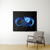 Glowing infinity with blue rose wandkleed (In Situ (horizontaal))