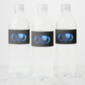 Glowing infinity with blue rose waterfles etiket (Flessen)