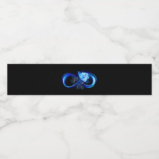 Glowing infinity with blue rose waterfles etiket (Enkel label)