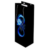 Glowing infinity with blue rose wijn cadeautas (Voorkant Gekanteld)
