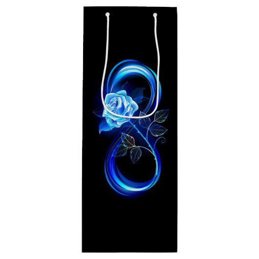 Glowing infinity with blue rose wijn cadeautas (Voorkant)