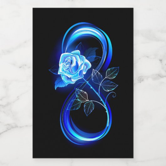 Glowing infinity with blue rose wijn etiket (Enkel label)