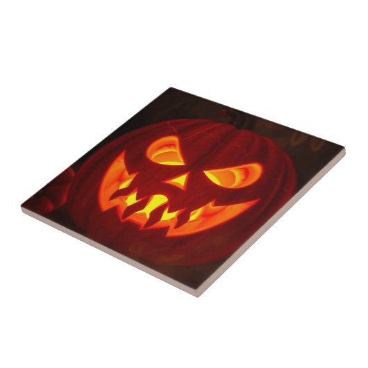 Glowing Jack-O-Lantern Halloween Ceramic Tile Tegeltje (Zijkant)