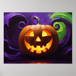 Glowing Jack-o'-Lantern Halloween Poster