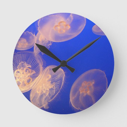Glowing Jellyfish Clock Ronde Klok (Voorkant)