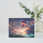 Glowing Jellyfish in Sunset Skies Briefkaart (Staand voorkant)