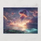 Glowing Jellyfish in Sunset Skies Briefkaart (Voorkant)