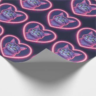 Glowing Kitty Love Art | Romantic Pet Lover Gift Cadeaupapier