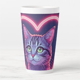 Glowing Kitty Love Art | Romantic Pet Lover Gift Latte Mok