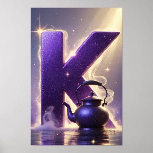 Glowing Letter K Halloween Wall Art for Kids Room Poster (Voorkant)