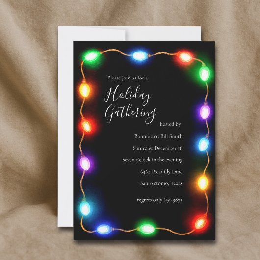 Glowing Lights Holiday Party Invitation II Kaart
